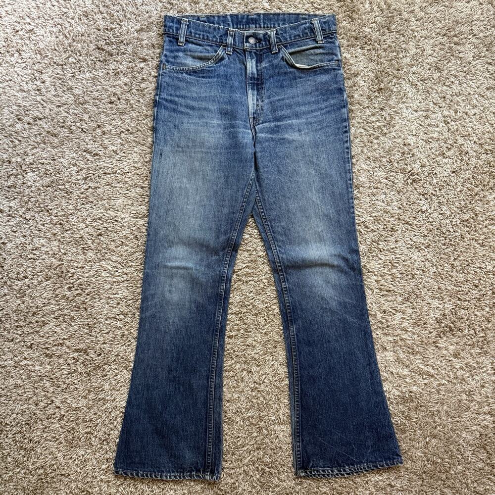Vintage Levi’s 70’s Orange Tab 646 Bell Bottom Flare Blue Denim Jeans Size 33x32